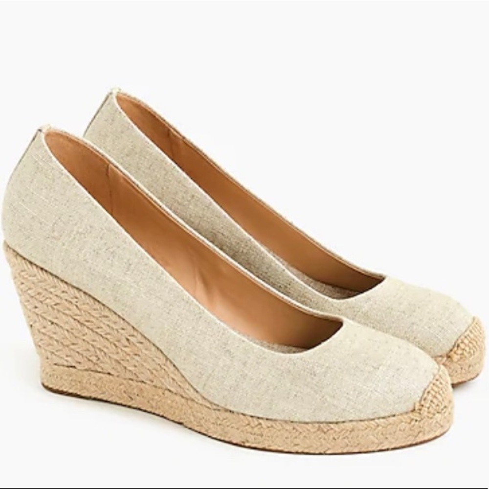 New J. Crew Canvas Metallic Gold Espadrille, 9.5